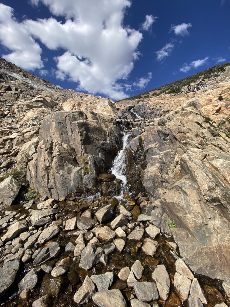 water flowing down from glacier melt